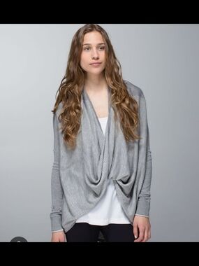 lululemon athletica Gray Draped Open-Front Cardigan